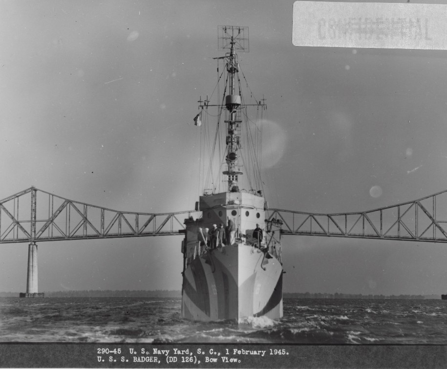 Destroyer Photo Index DD126 USS BADGER