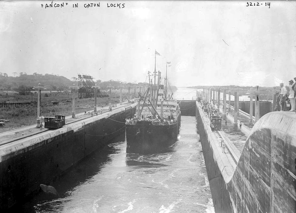 SS Ancon in Gatun Locks, Panama Canal